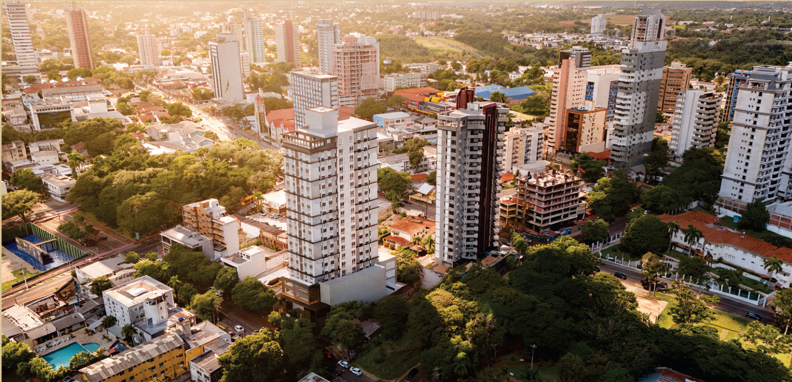 Vista aérea do centro de Foz do Iguaçu